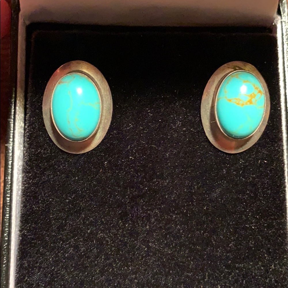Sterling Silver/Turquoise oval classic earrings